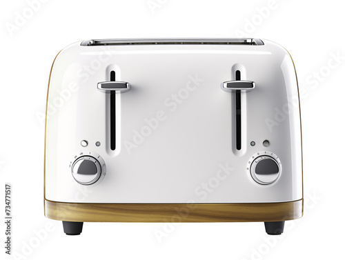 a white toaster with knobs and buttons