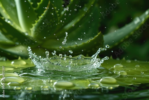 Slices of green aloe vera gently submerged in water  showcasing their refreshing properties.