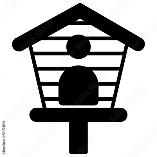 Bird House glyph and line vector illustration