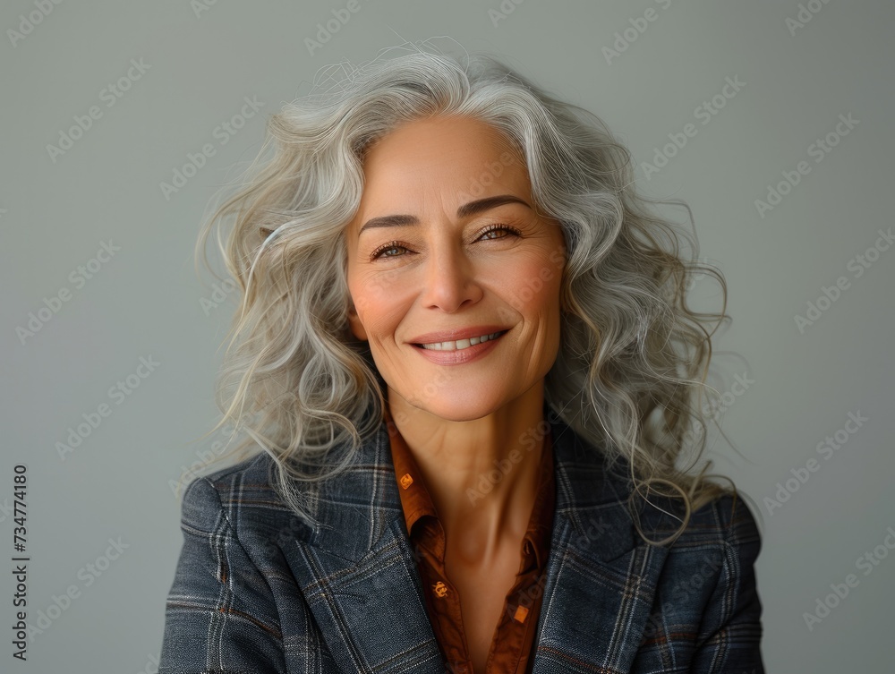 Old smiling Arab businesswoman, beauty make up idol, in professional colorful photo studio background Old smiling Arab businesswoman, beauty make up idol, in professional colorful photo studio background
