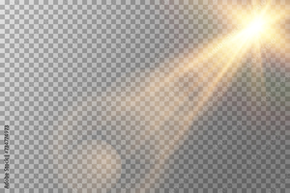 Vector transparent sunlight special lens flare light effect. Sun flash	