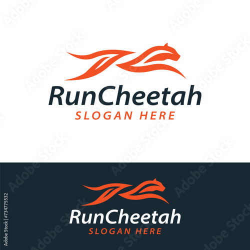run cheetah logo design vector illustration