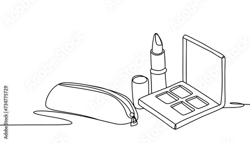 Cosmetic bag. Cosmetics. Makeup. One line