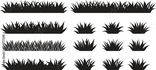 isolated grass silhouettes collection set