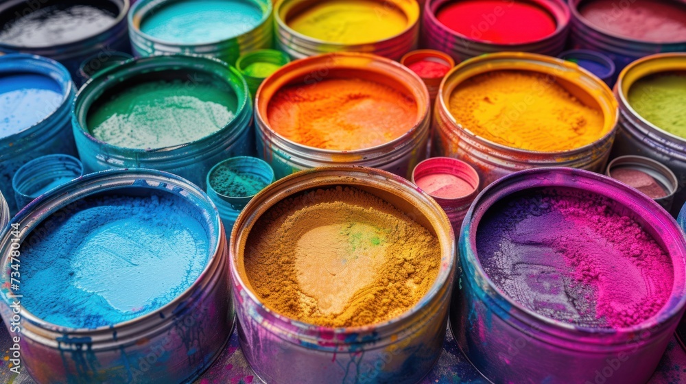 Colorful powder bucket background image Colorful powder bucket background image