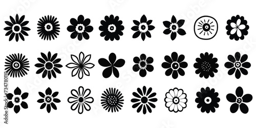 A set of flowers, hand drawn, isolated on a white background, vector design	