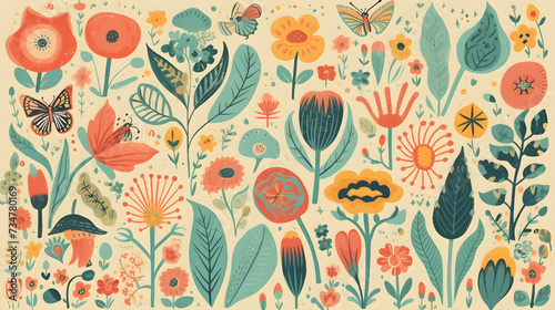 A series of spring-themed illustrations © BlockAce