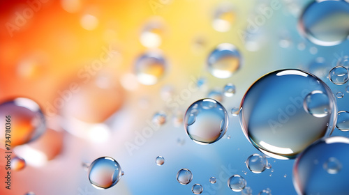 Exploring the Magic of Moisturizing Bubble Design Abstract Science Background with Water Bubbles,, Water drops on a glass surface. Abstract background with bokeh effect 