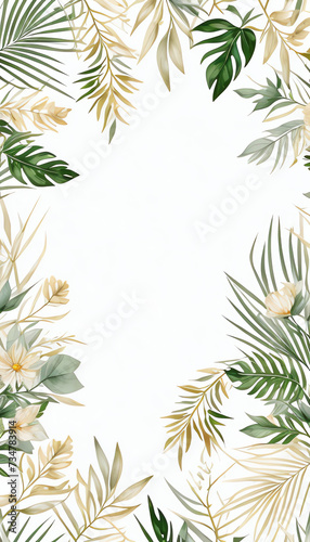 illustration watercolor vintage golden flowers template.