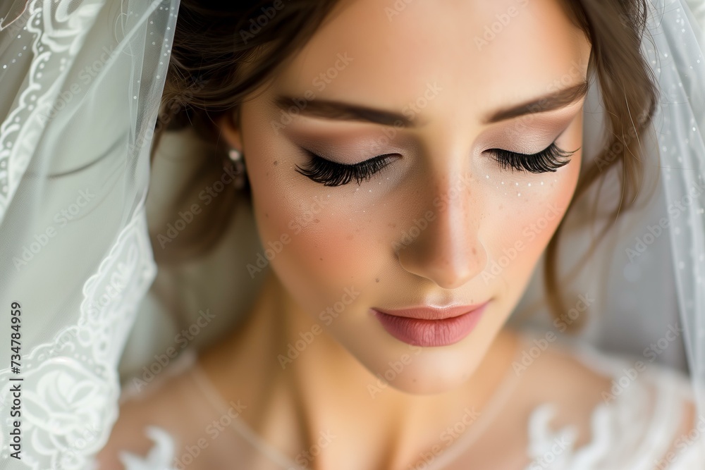 close up detail of a beautiful bride with professional bridal makeup close up detail of a beautiful bride with professional bridal makeup