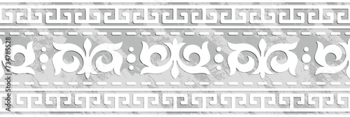 Ethnic seamless border, light gray background on the theme of Turkic art, vector design, banner