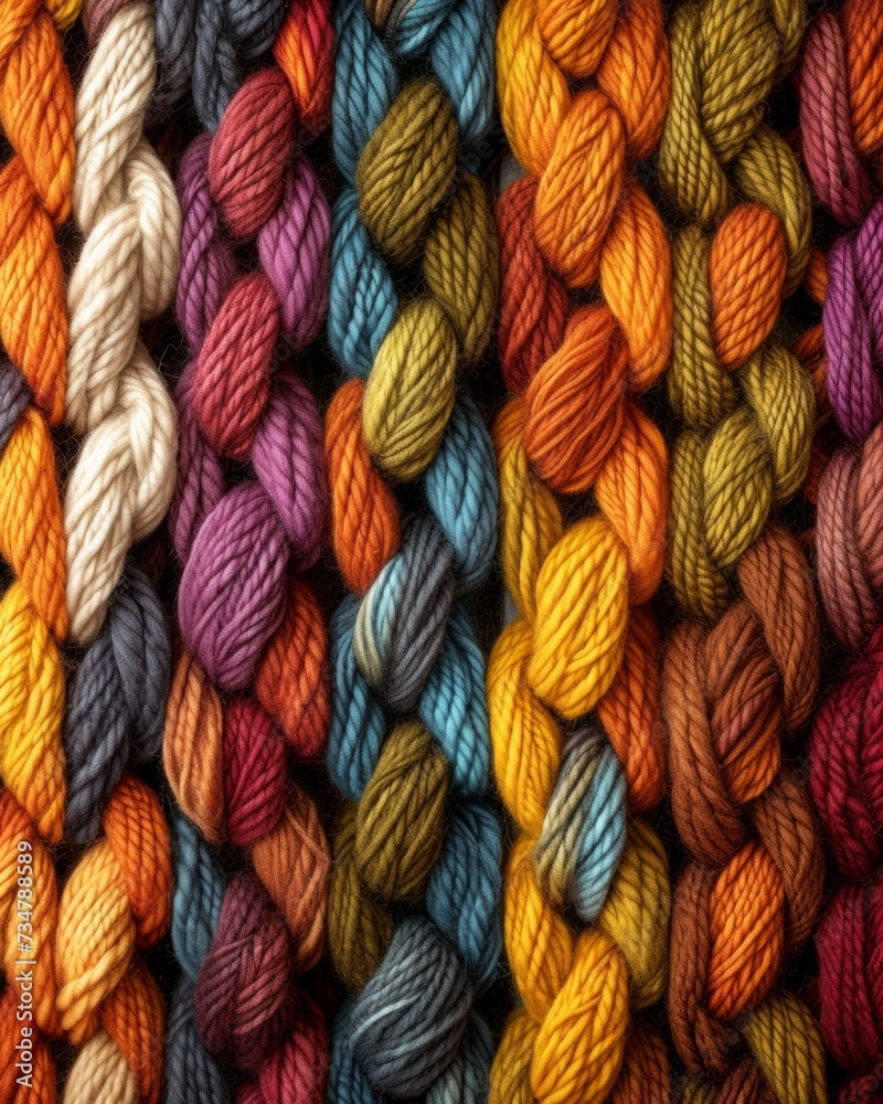 Colorful knitted background close-up