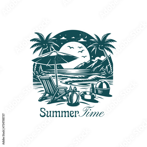 Summer beach logo template