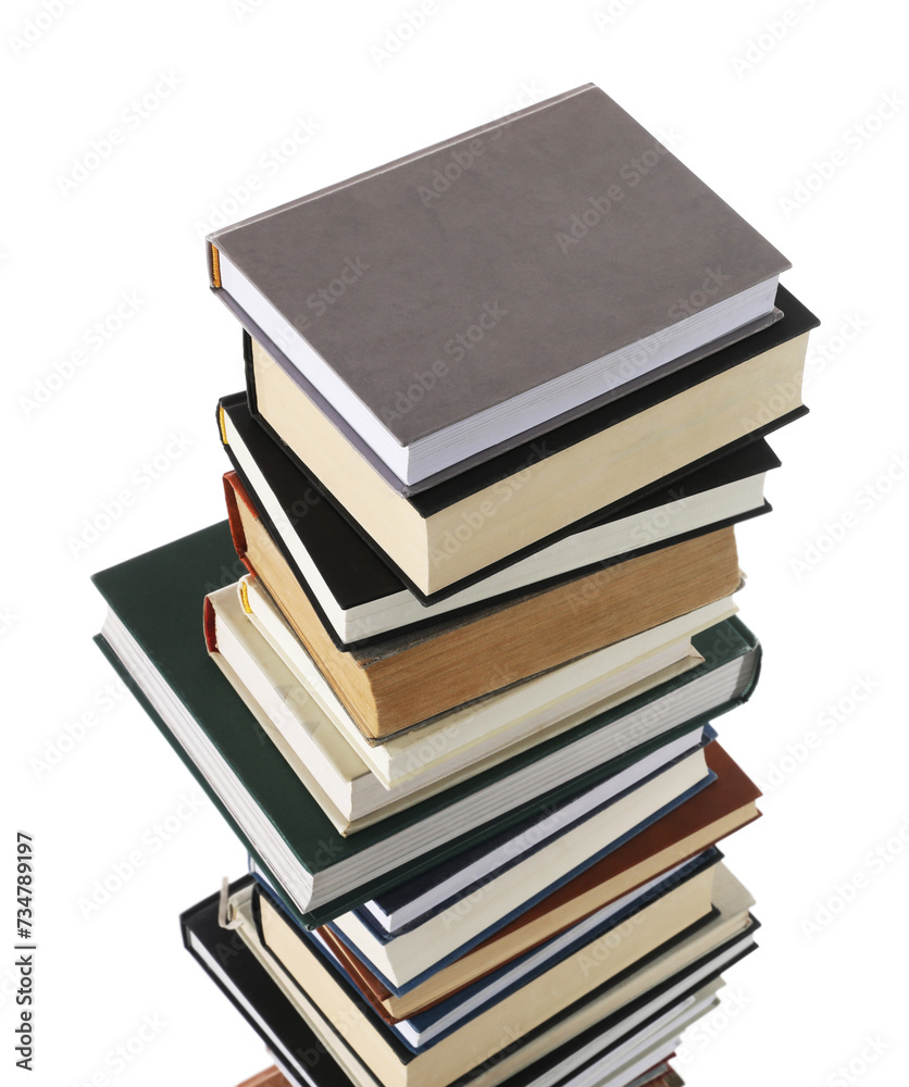 Stack of many different books isolated on white Stack of many different books isolated on white