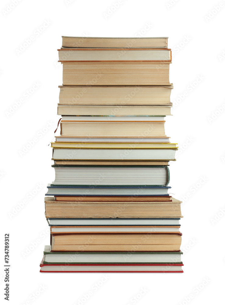 Stack of many different books isolated on white Stack of many different books isolated on white