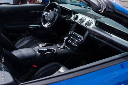 black interior of the car with automatic transmission © huoksi