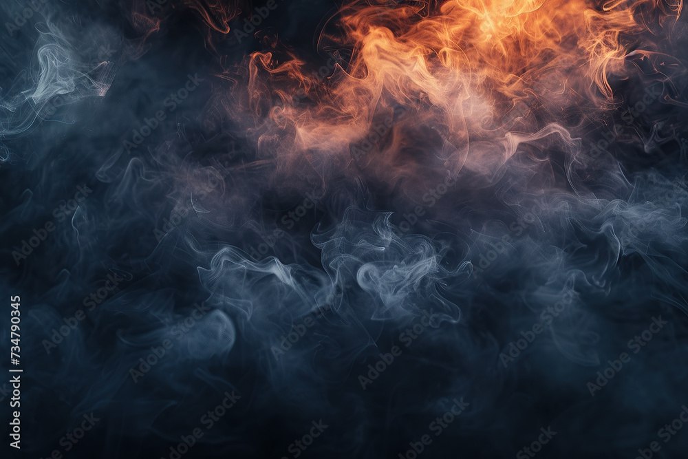 close up horizontal image of intense smoke background illuminated by sunlight Generative AI