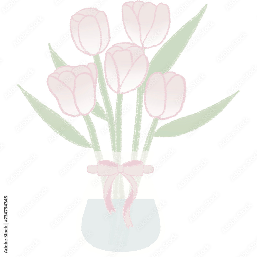 The tulips garden cute bunny The tulips garden cute bunny
