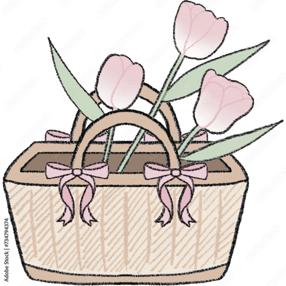 The tulips garden cute bunny The tulips garden cute bunny