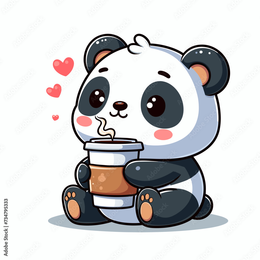 Naklejka premium Cute kawaii Panda