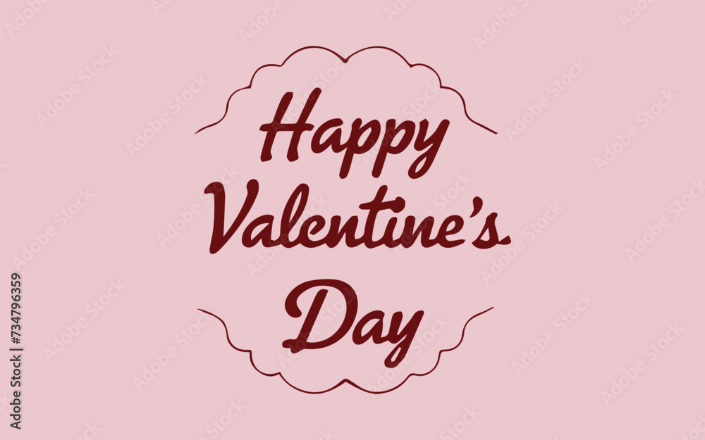 Hand drawn vintage lettering element on the pink background. Vector text Happy Valentines Day.