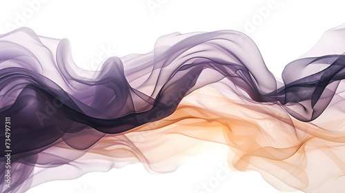 Elegant Purple and Peach Abstract Smoke Waves on White Background