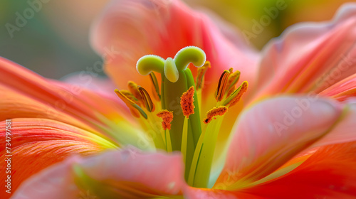 Bright Orange Lily Flower Close Up with Stamens and Pollen