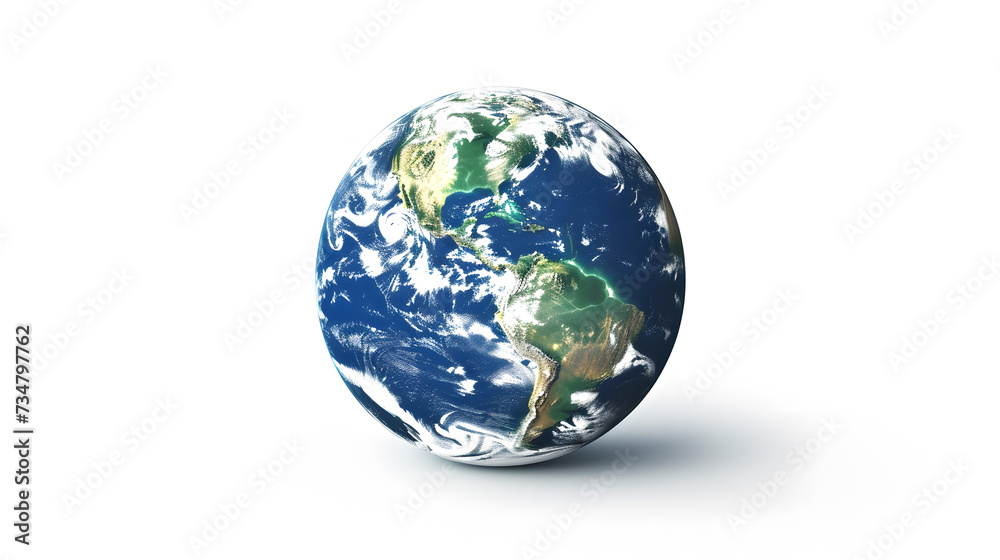 Planet Earth from Space on White Background