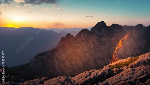 Rocky Mountain and sunset background