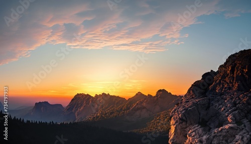 Rocky Mountain and sunset background