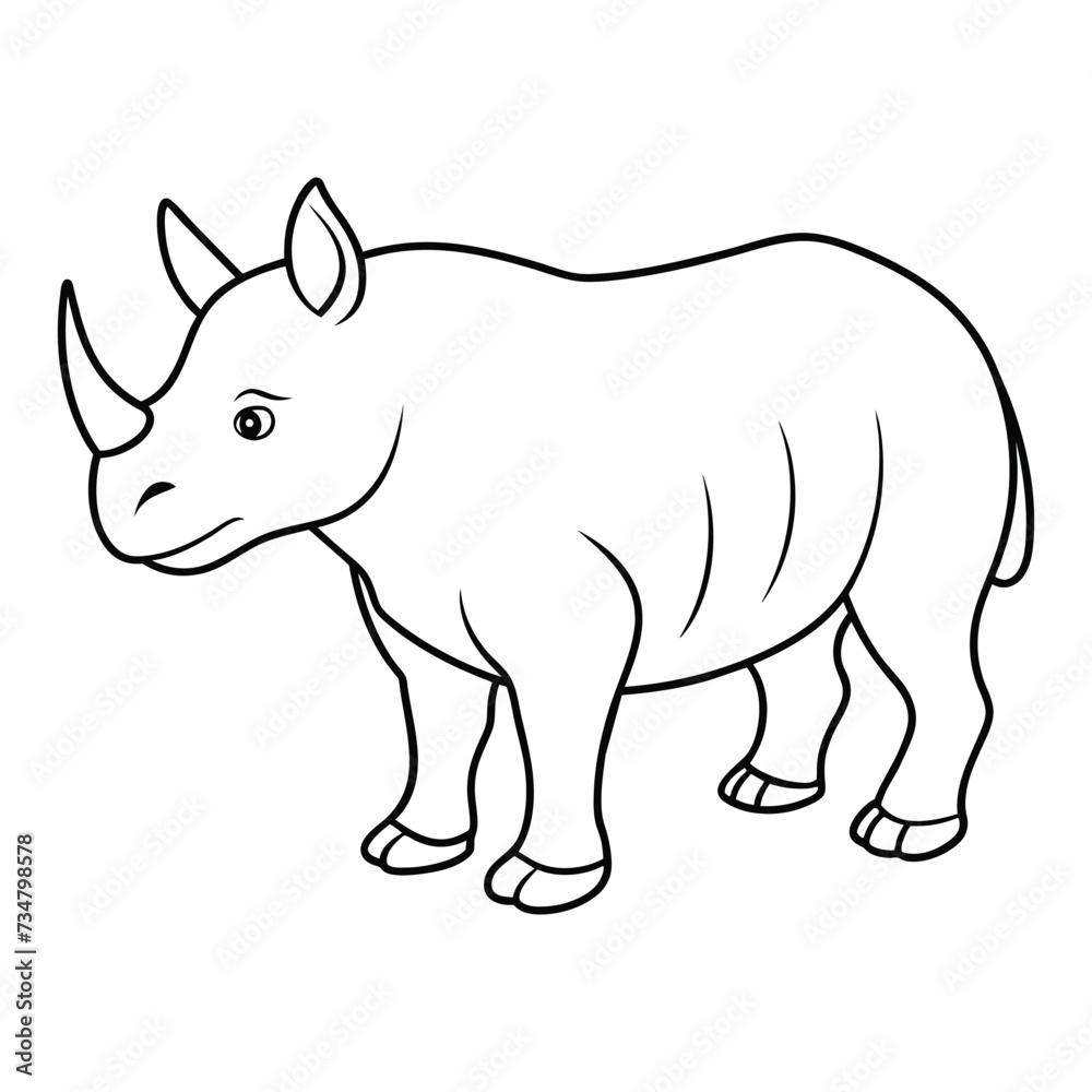 Fototapeta premium rhino cartoon coloring page