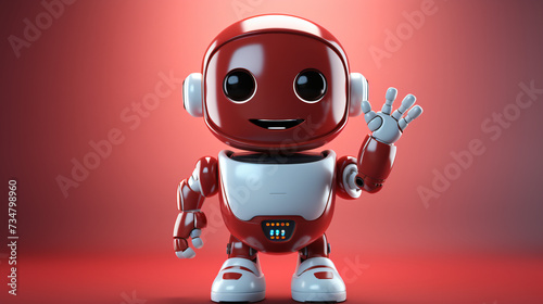 Friendly positive cute cartoon red robot © Gefer