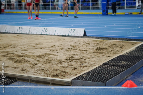 athletics. detail with the sand pit, the athletics test. detail.