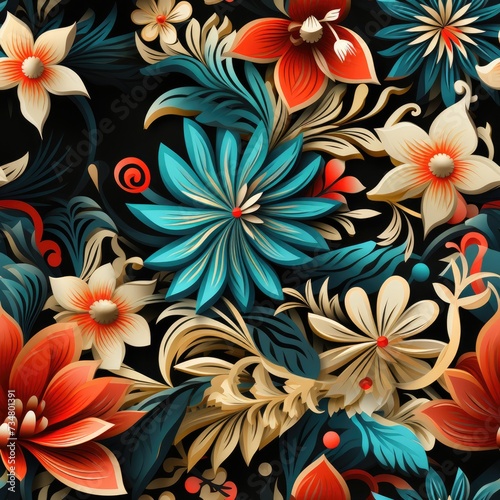 Colorful Indonesian Batik Seamless Pattern