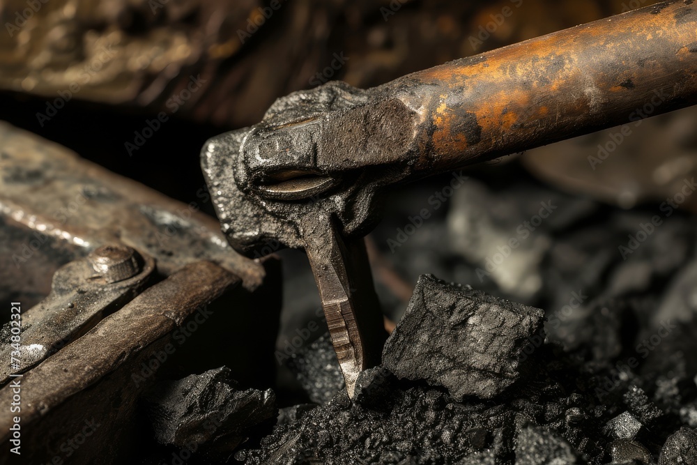 Blacksmith's tongs holding hot coal in a forge. Blacksmith's tongs holding hot coal in a forge.