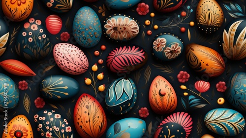  A playful pattern with doodle style illustration of Easter eggs.