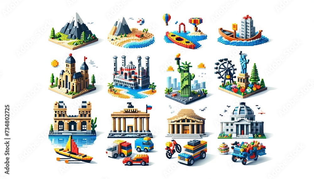 A World Tour in Miniature: Iconic Landmarks and Scenes Crafted from Building Blocks. From mountains to historic architecture and bustling cityscapes, A World Tour in Miniature: Iconic Landmarks and Scenes Crafted from Building Blocks. From mountains to historic architecture and bustling cityscapes,