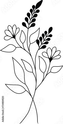 Illustration of Flower Silhouette with Flowers and Leaves vector