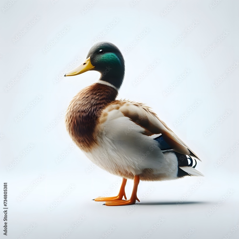 Fototapeta premium duck on a white background. white duck on white background funny duck on a white background