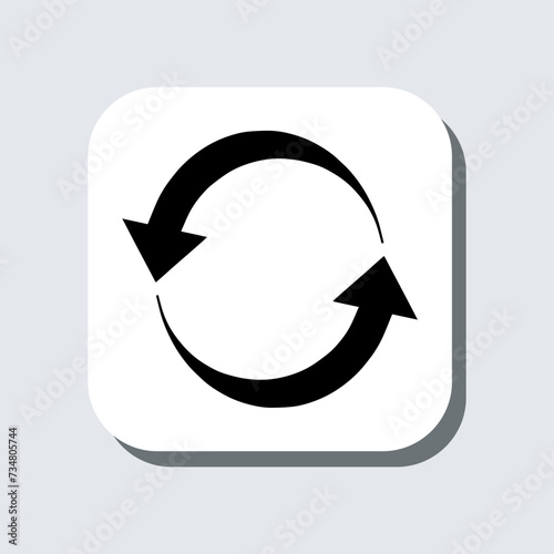 Repeat icon vector. Refresh sign symbol in trendy flat style. Reload arrow vector icon illustration in square isolated on gray background