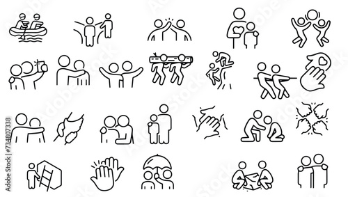 Real estate editable stroke outline icons set isolated on white background flat vector illustration. Pixel perfect. 64 x 64.