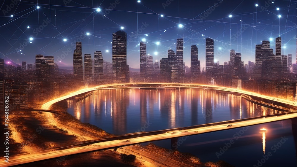 A Futuristic Cityscape Illuminated in the Night”