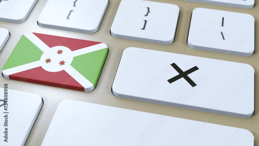 Burundi National Flag and Cross or No Button 3D Animation Burundi National Flag and Cross or No Button 3D Animation