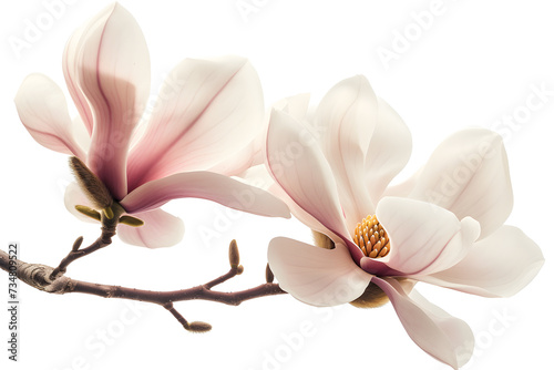 Magnolia blooms with petals isolated on white background © Oksana