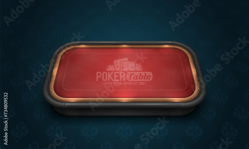 Poker table with red cloth. Vector illustration.
