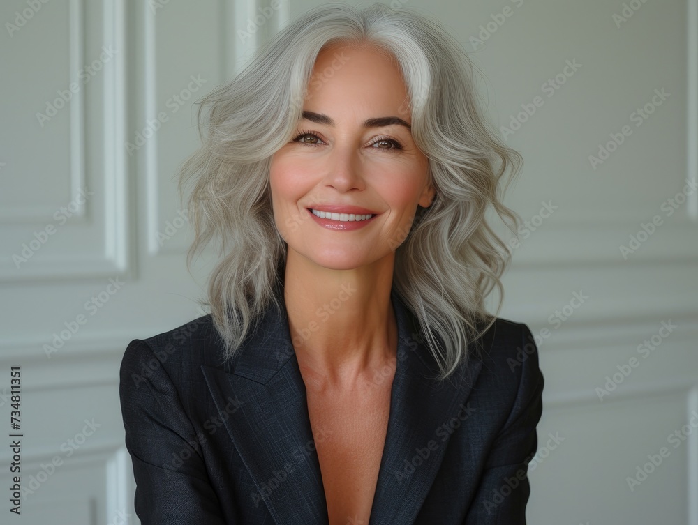Portrait of older smiling caucasian businessman with suit in professional studio background Portrait of older smiling caucasian businessman with suit in professional studio background
