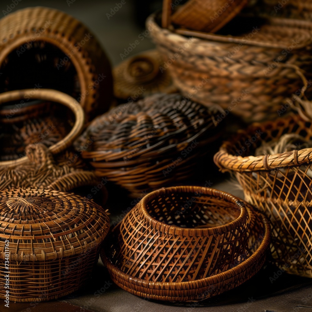 Handcrafted Wicker Baskets Collection in Various Shapes and Sizes Handcrafted Wicker Baskets Collection in Various Shapes and Sizes
