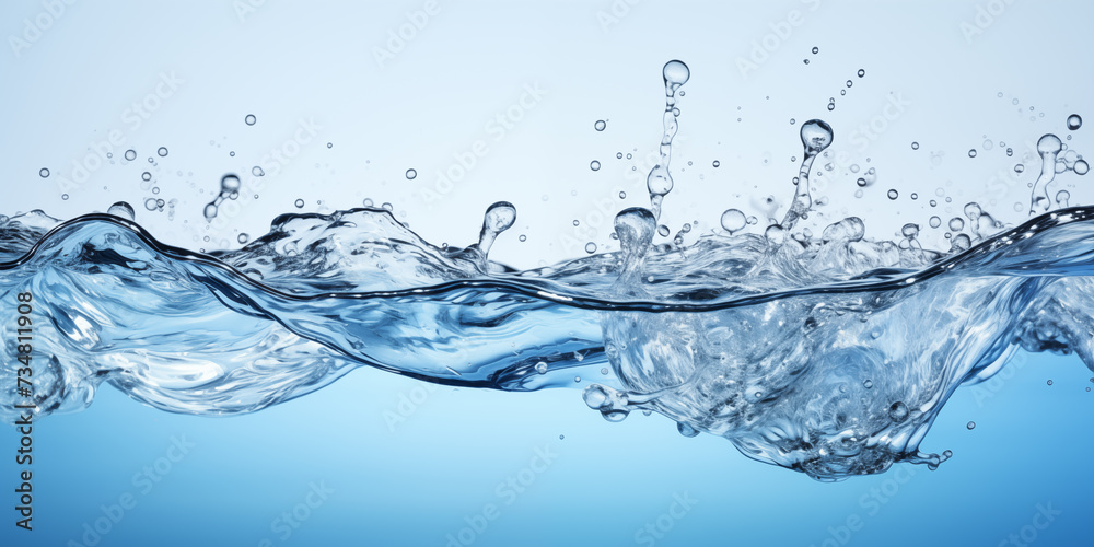 blue water splash isolated on white background. Water splash