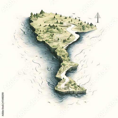 whimsical island illustration – fantasy world-making maps (generative AI)
