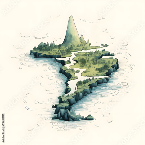 whimsical island illustration – fantasy world-making maps (generative AI)